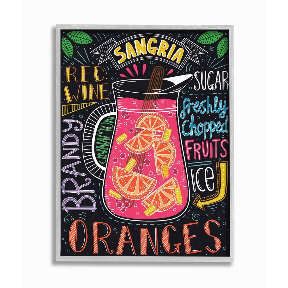 Stupell Industries Summer Sangria Pitcher Chalk Style Ingredient List Designed by Lisa Barlow