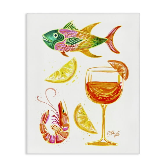 Stupell Industries Summer Seafood & Spritz Canvas Wall Art design by EttaVee, 20 x 16