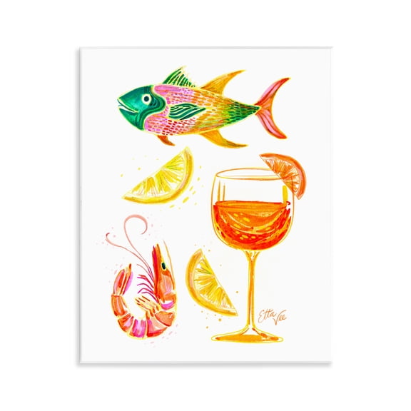 Stupell Industries Summer Seafood & Spritz Wall Plaque Art design by EttaVee, 14 x 11