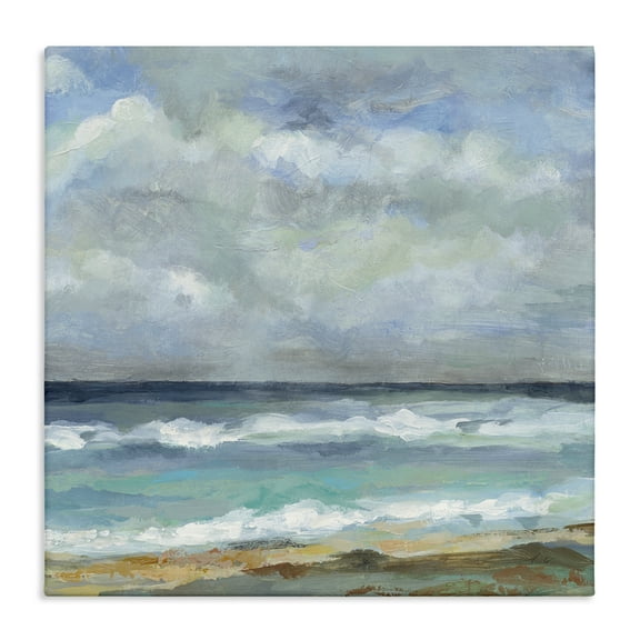 Stupell Industries Summer Seashore Waves Nautical & Beach Painting Wrapped Canvas Art Print Wall Art, 24 x 24