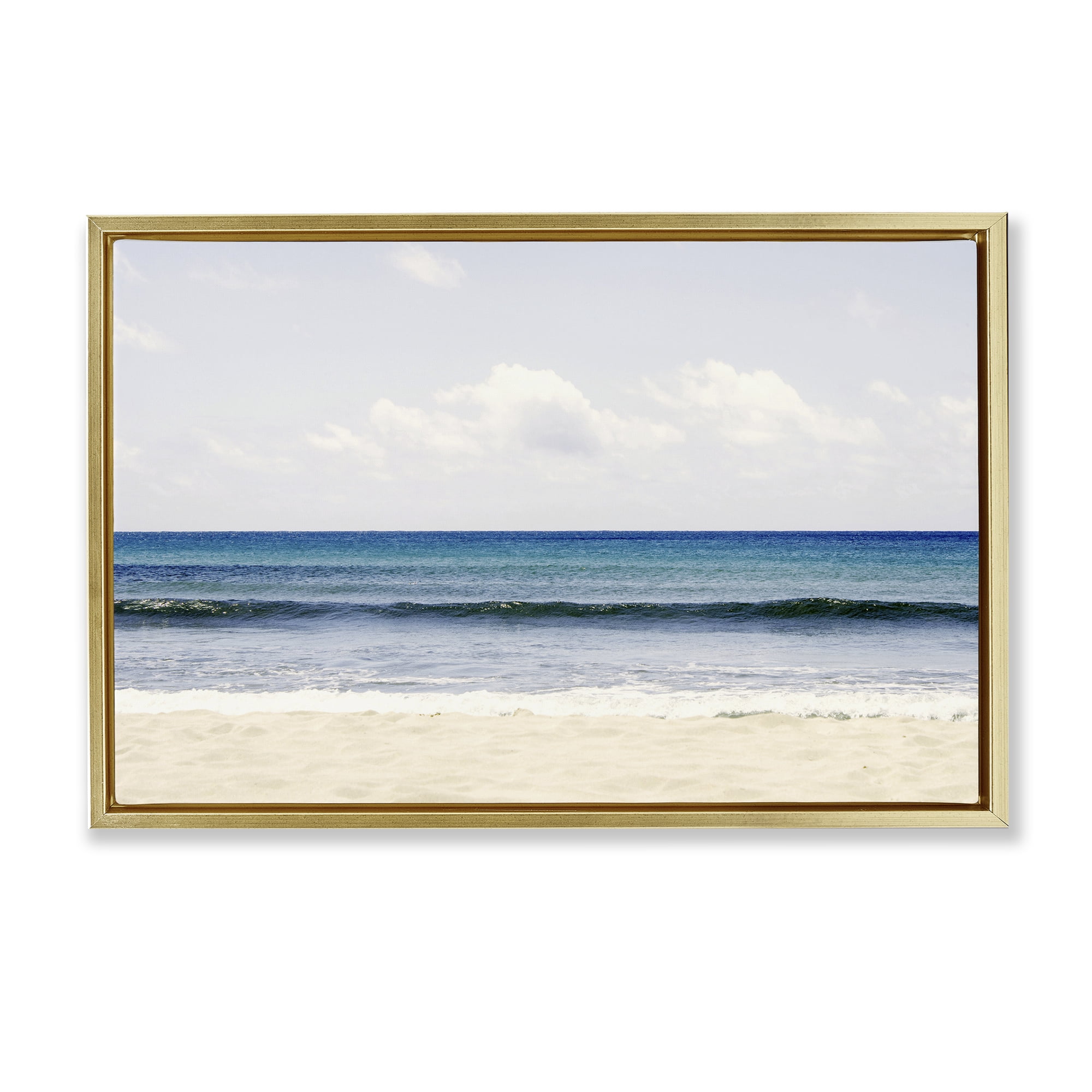 Stupell Industries Summer Seaside Escape Gold Framed Floater Canvas Wall Art, design by Gemma Bardot