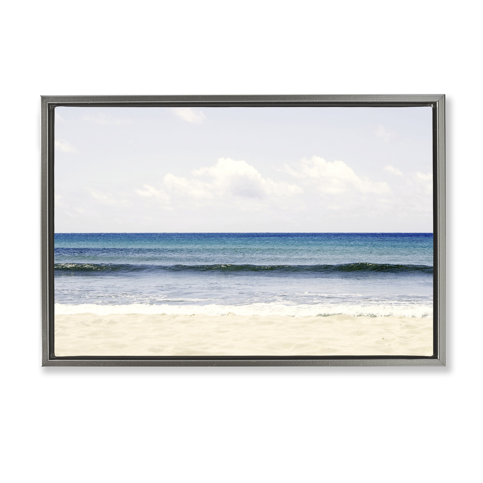 Stupell Industries Summer Seaside Escape Gray Framed Floater Canvas Wall Art, design by Gemma Bardot