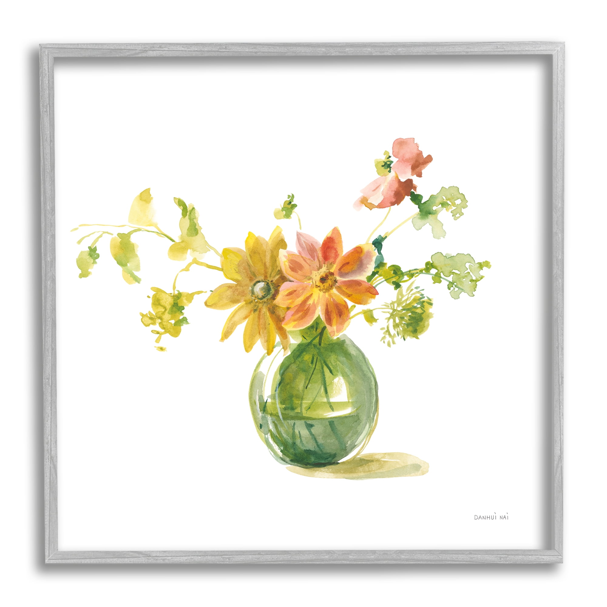 Stupell Industries Summer Serenade Bouquet Botanical & Floral Painting Gray Framed Art Print Wall Art, 12 x 12