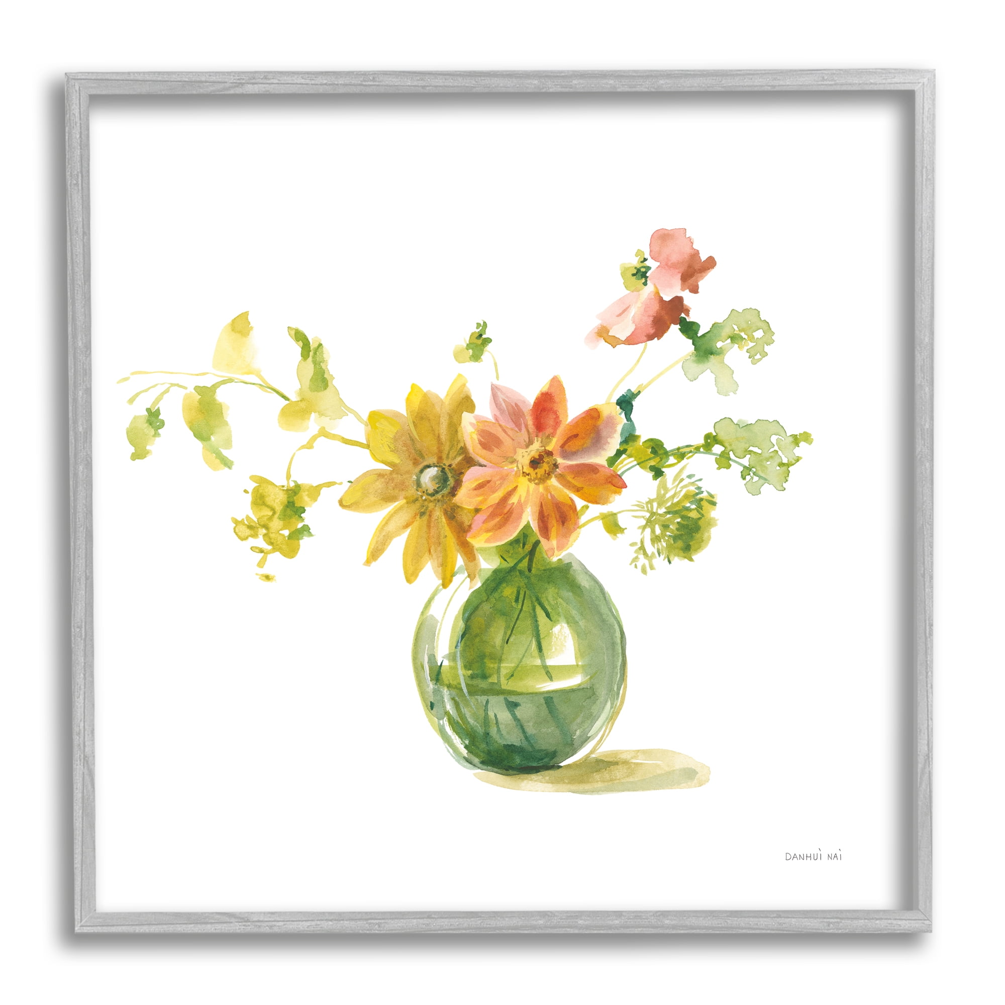 Stupell Industries Summer Serenade Bouquet Botanical & Floral Painting Gray Framed Art Print Wall Art, 17 x 17