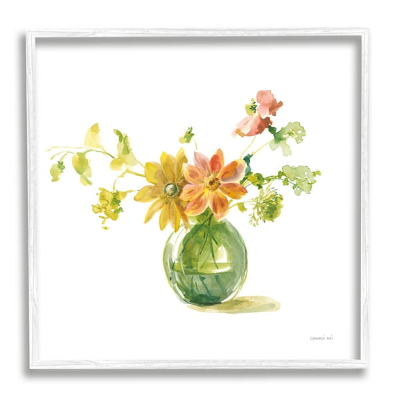 Stupell Industries Summer Serenade Bouquet Botanical & Floral Painting White Framed Art Print Wall Art, 17 x 17