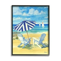 Stupell Industries Summer Shade Beach Scene Nature Painting Black Framed Art Print Wall Art, 11 x 14
