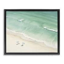 Stupell Industries Summer Shore Beachgoers Nautical & Beach Painting Black Floater Framed Canvas Art Print Wall Art, 21 x 17