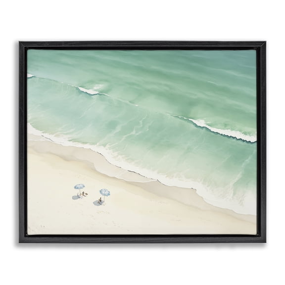 Stupell Industries Summer Shore Beachgoers Nautical & Beach Painting Black Floater Framed Canvas Art Print Wall Art, 21 x 17