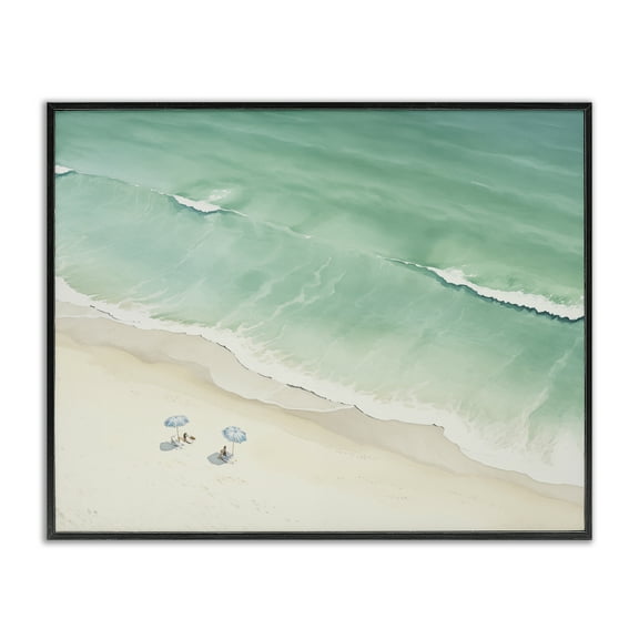 Stupell Industries Summer Shore Beachgoers Nautical & Beach Painting Black Framed Art Print Wall Art, 14 x 11