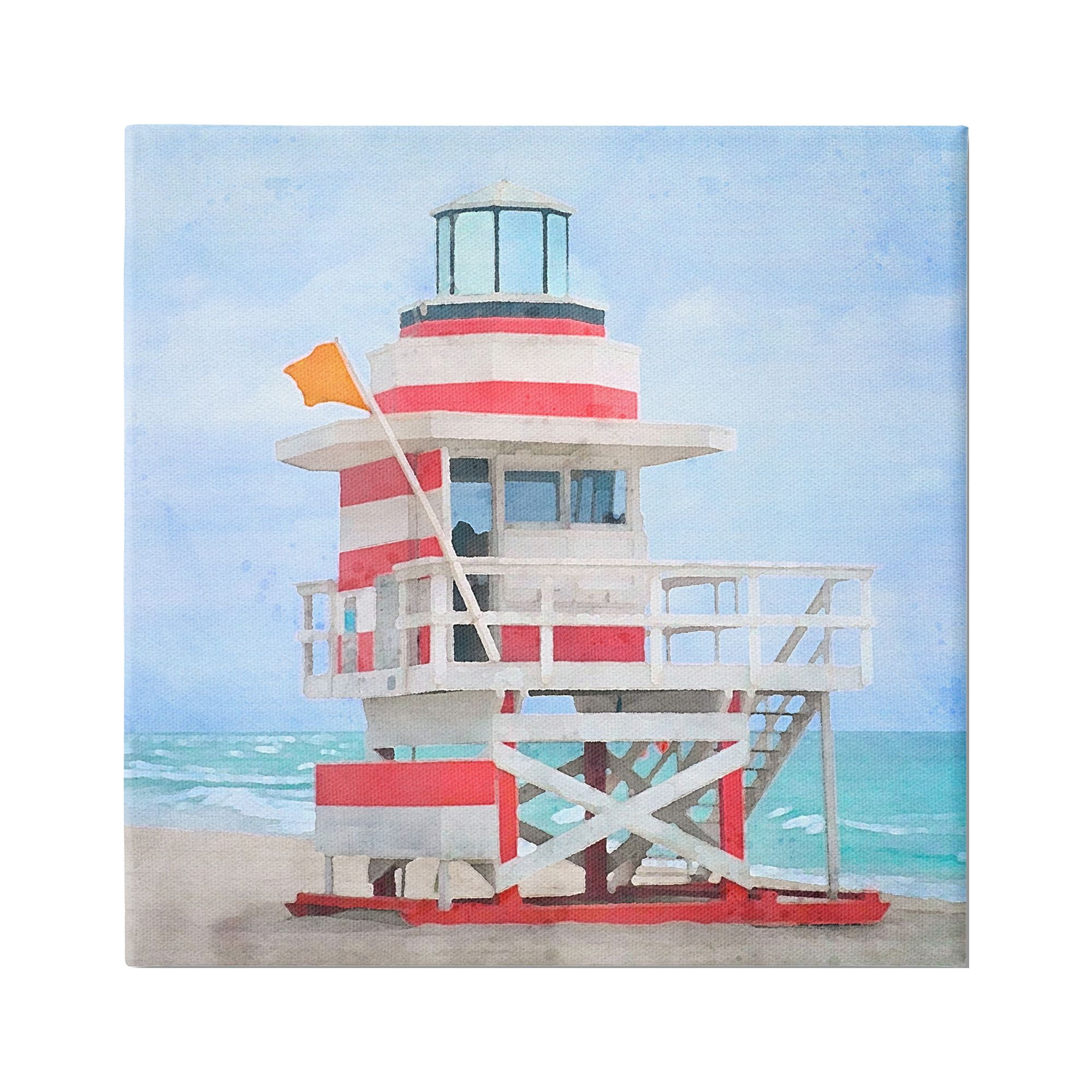 Stupell Industries Summer Shore Hut Nature Painting Gallery Wrapped Canvas Print Wall Art, 24 x 24