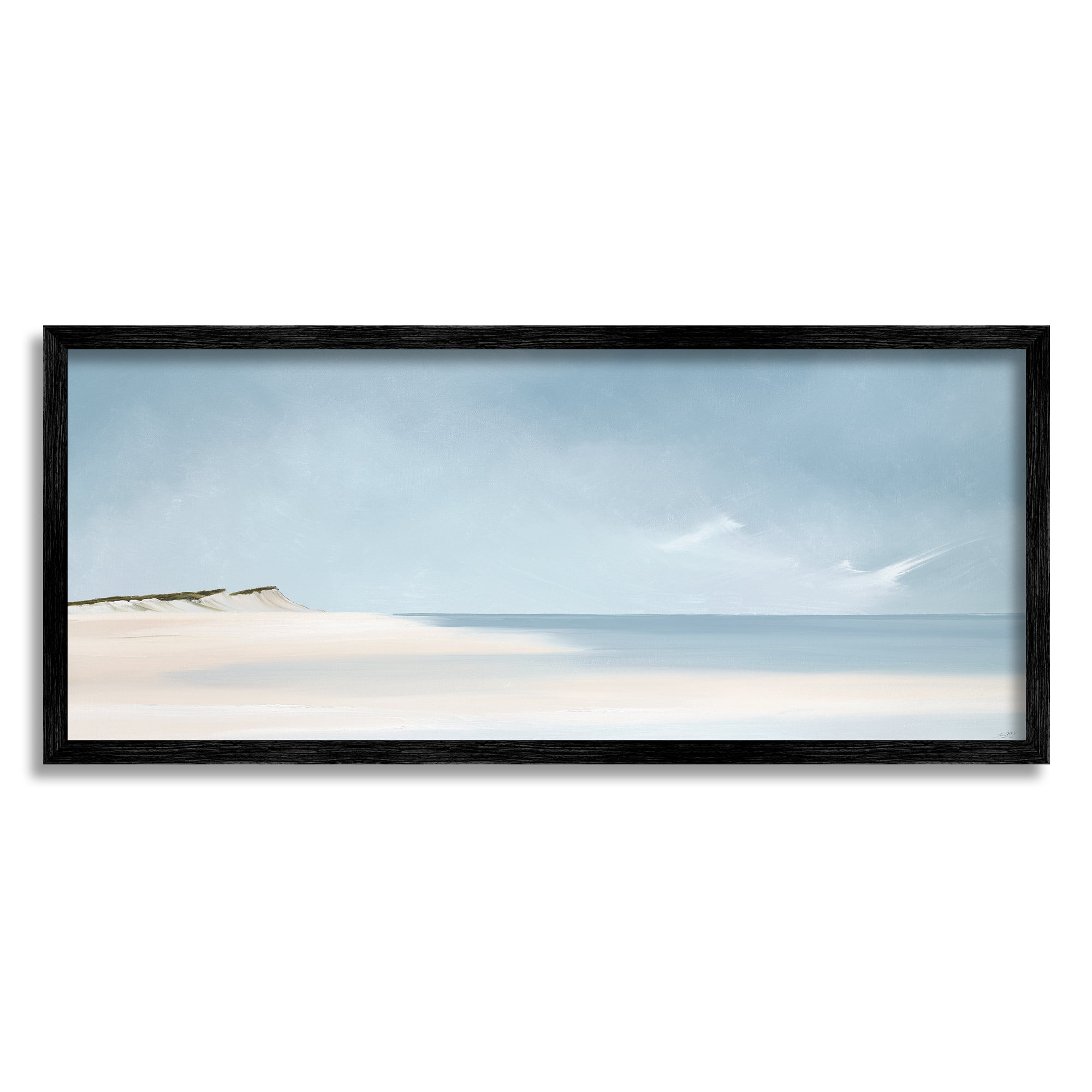 Stupell Industries Summer Shore Landscape Landscape Painting Black Framed Art Print Wall Art, 30 x 13