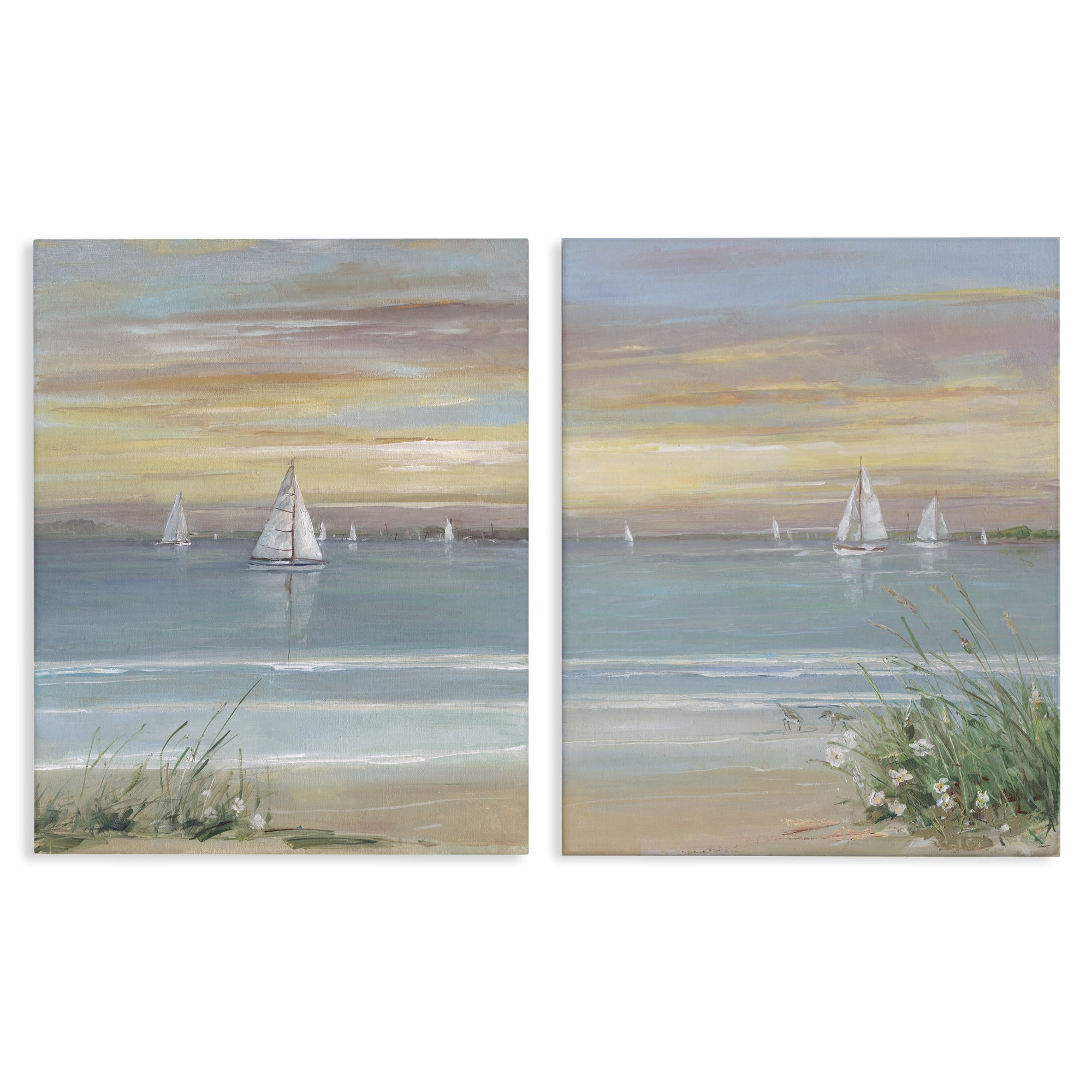 Stupell Industries Summer Shore Panorama 2 Piece Canvas Wall Art Set, design by Sally Swatland