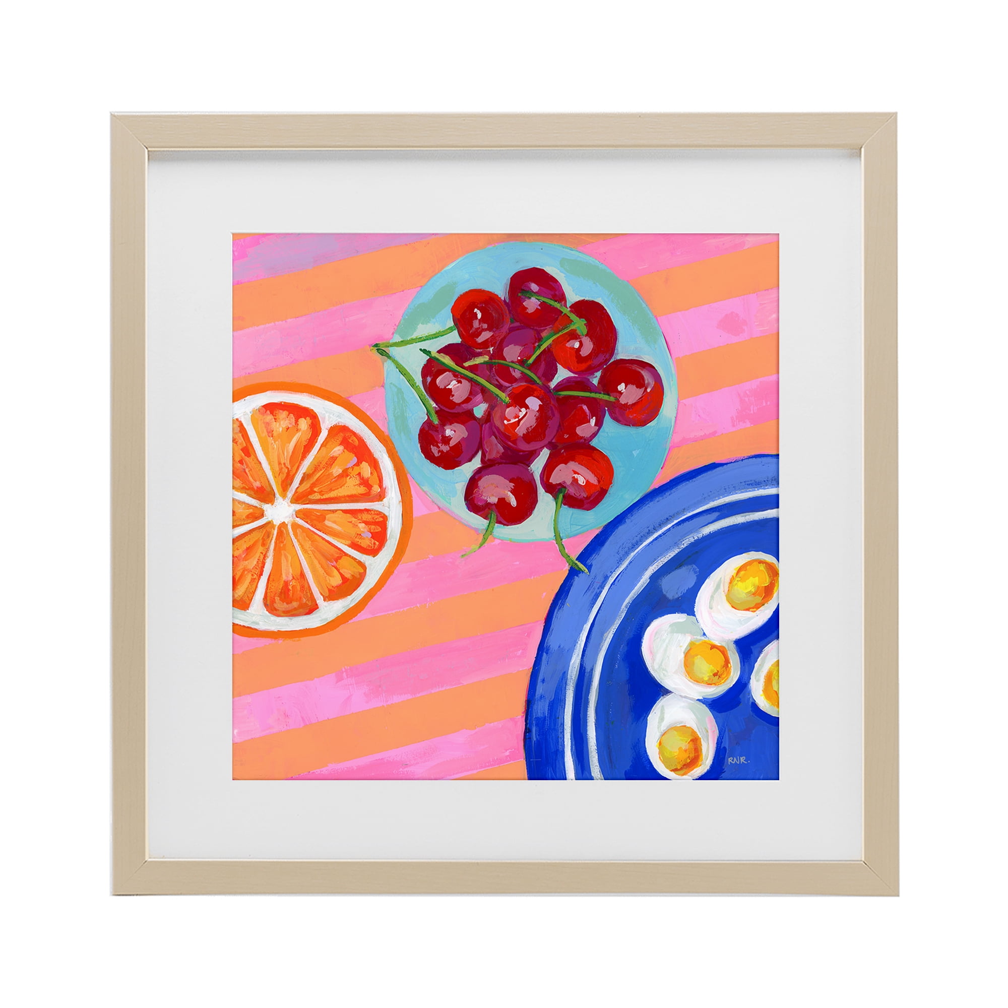 Stupell Industries Summer Snacks Picnic Blanket Birch Framed Print Under Glass, design by Rachael Reese