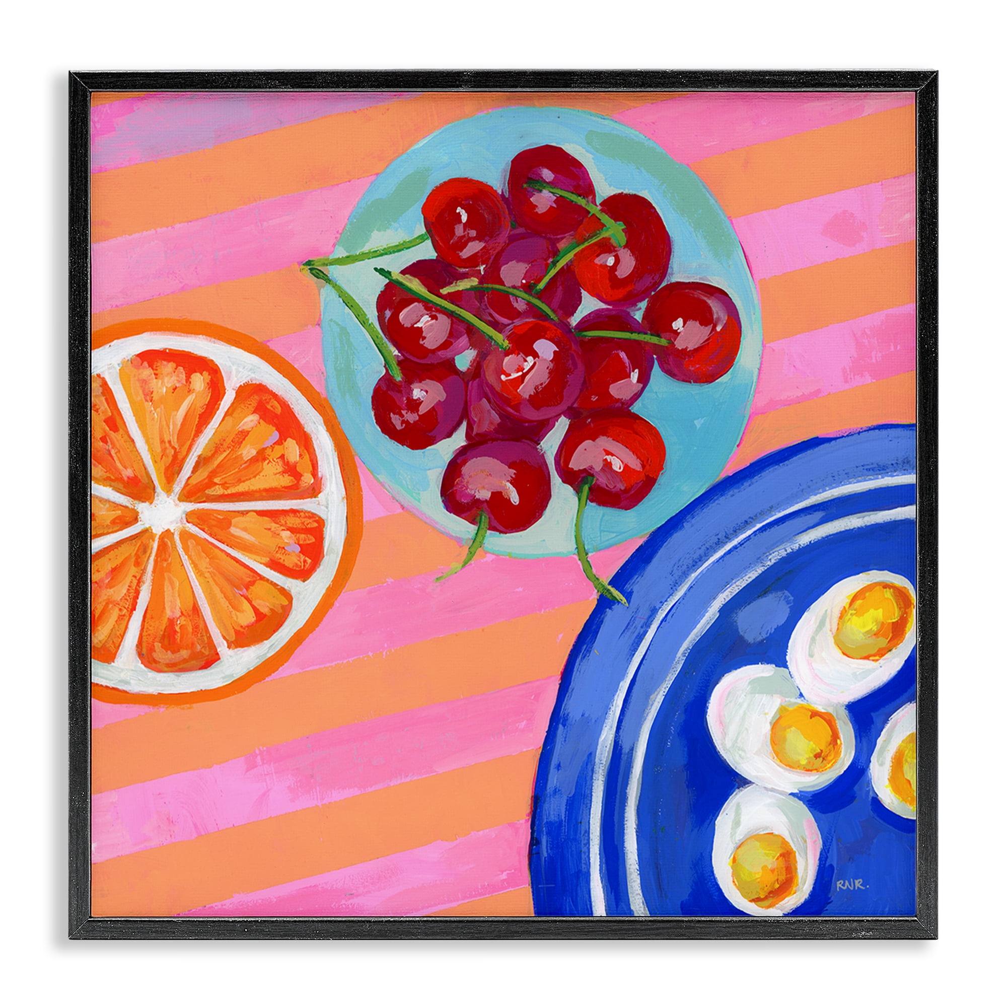 Stupell Industries Summer Snacks Picnic Blanket Black Framed Giclee Art, design by Rachael Reese
