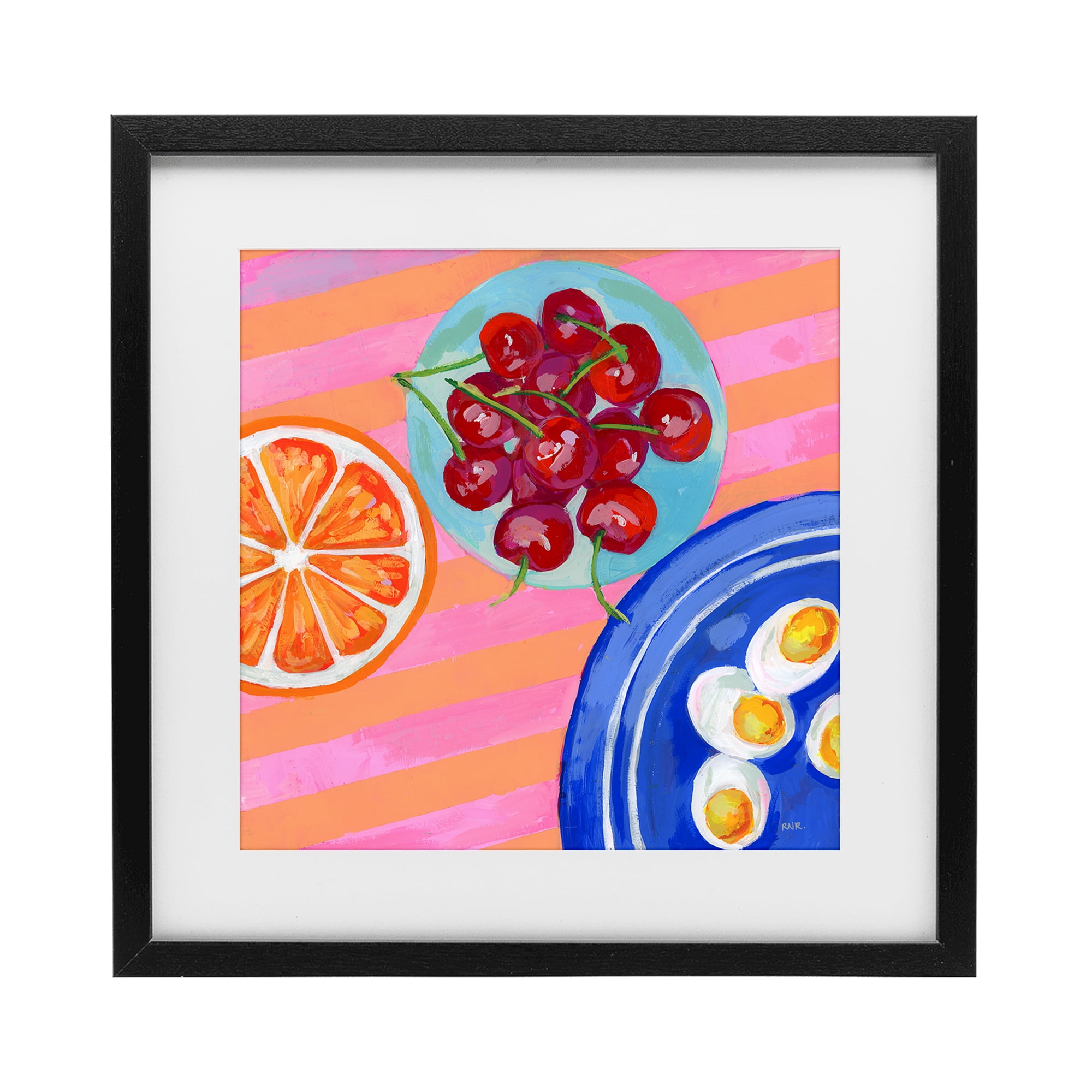 Stupell Industries Summer Snacks Picnic Blanket Black Framed Print Under Glass, design by Rachael Reese