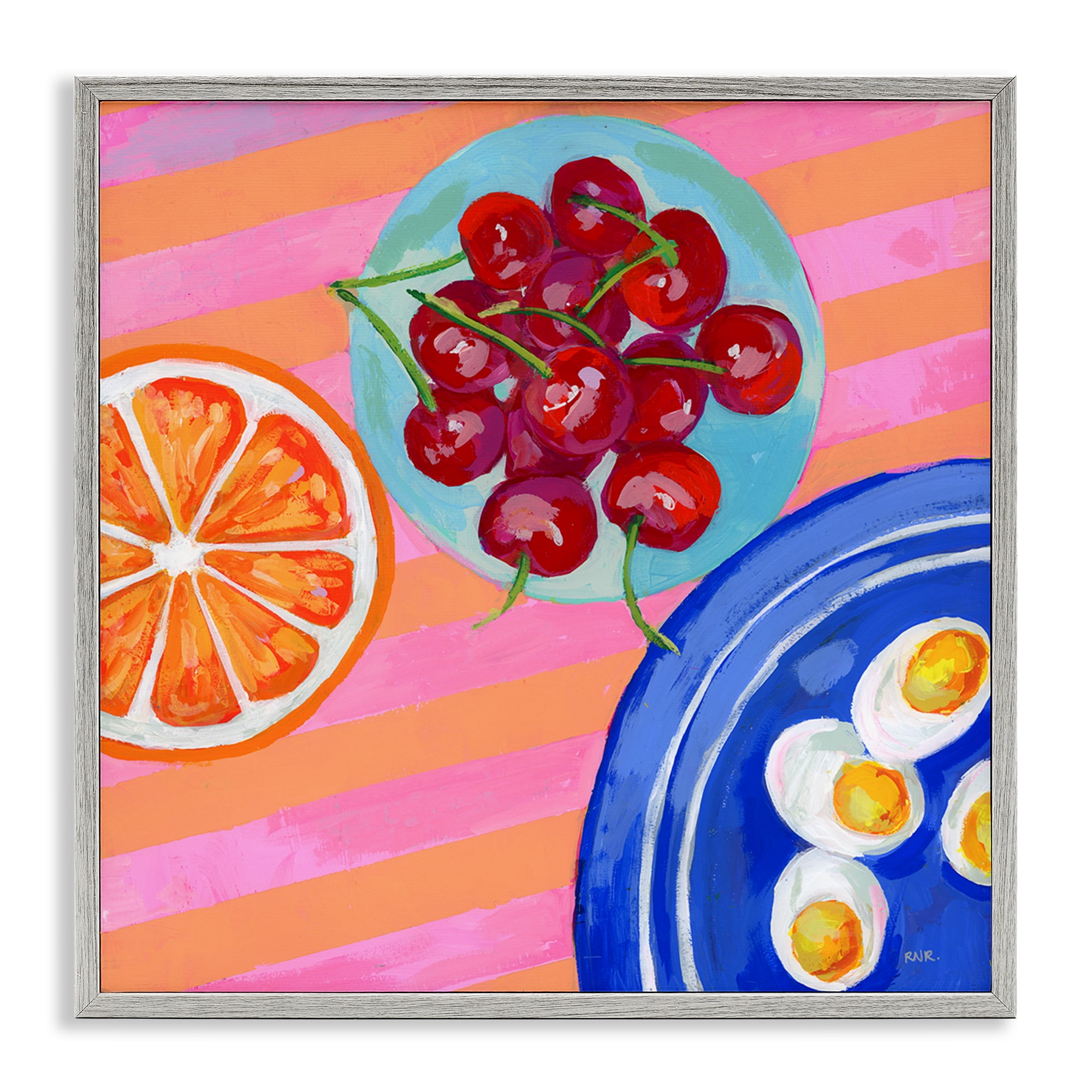 Stupell Industries Summer Snacks Picnic Blanket Gray Framed Giclee Art, design by Rachael Reese