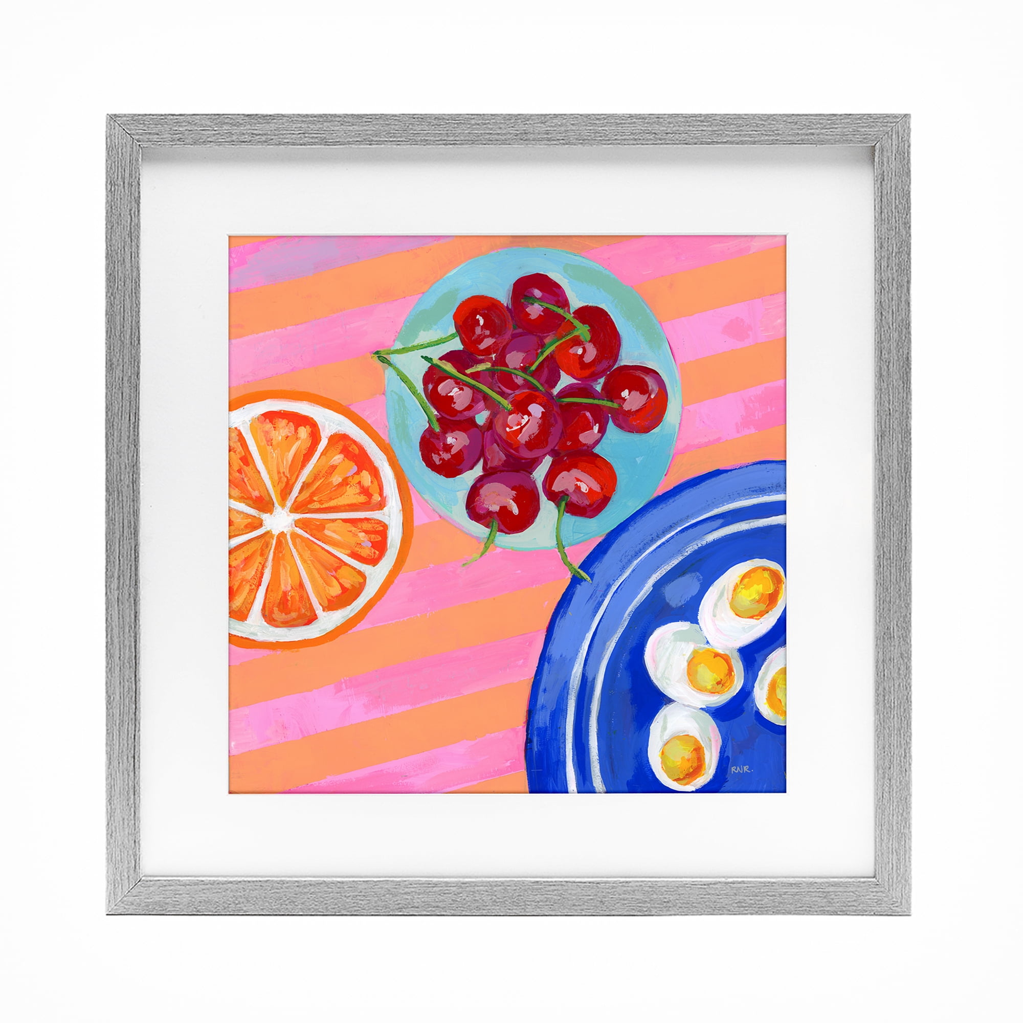 Stupell Industries Summer Snacks Picnic Blanket Gray Framed Print Under Glass, design by Rachael Reese