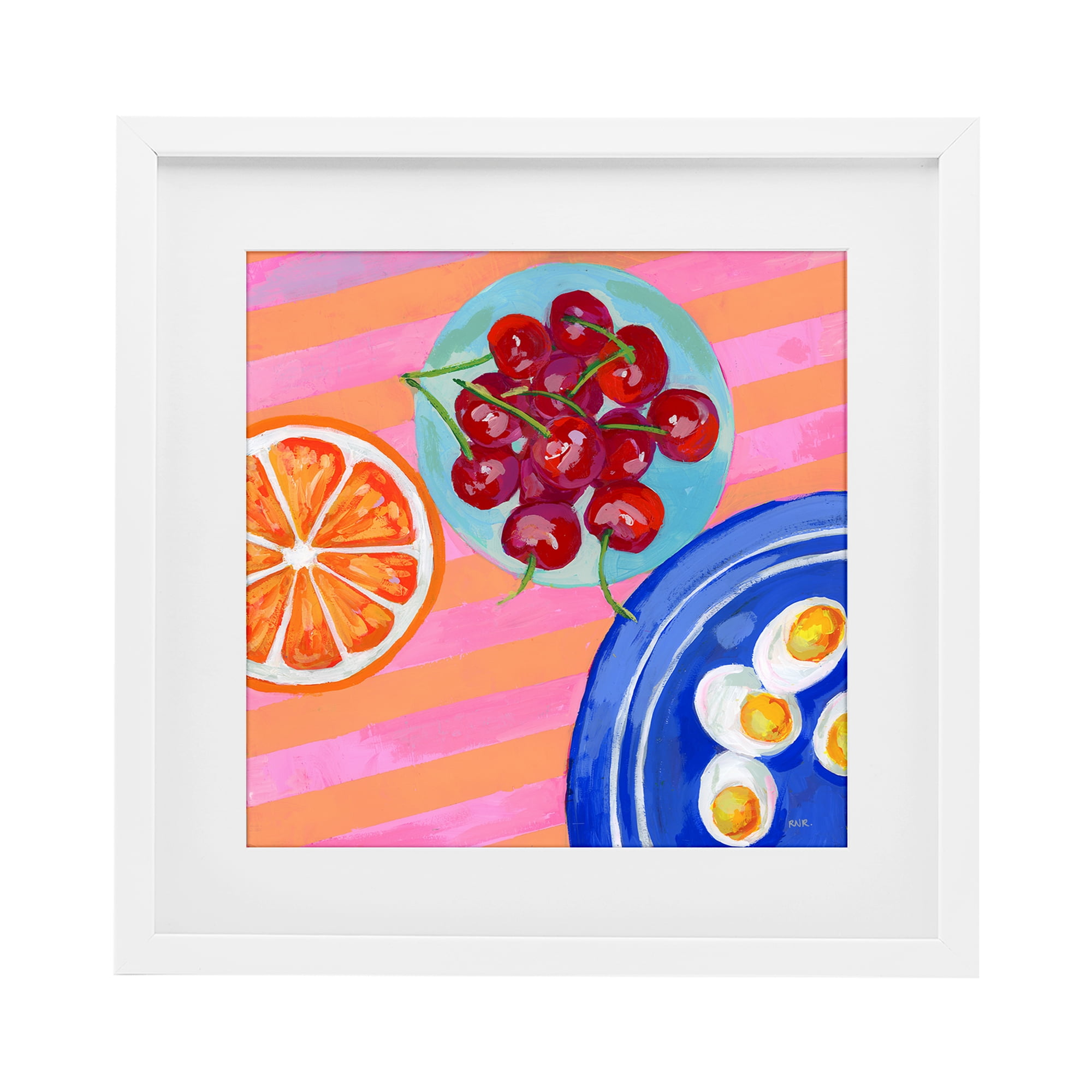 Stupell Industries Summer Snacks Picnic Blanket White Framed Print Under Glass, design by Rachael Reese