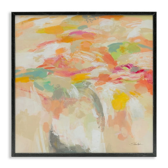 Stupell Industries Summer Solstice Abstraction Abstract Painting Black Framed Art Print Wall Art, 12 x 12