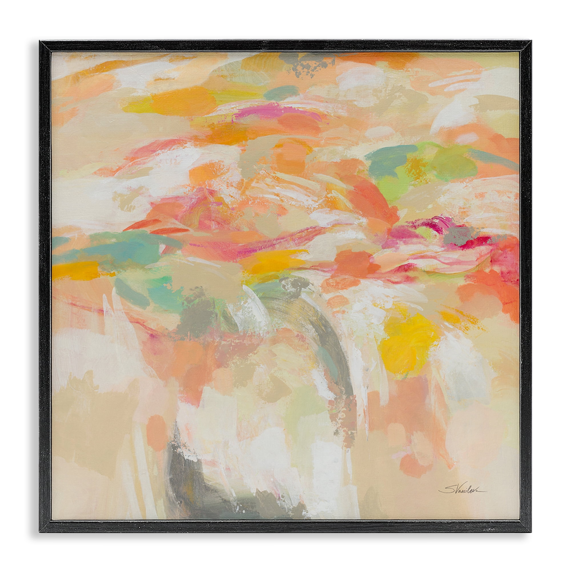 Stupell Industries Summer Solstice Abstraction Abstract Painting Black Framed Art Print Wall Art, 17 x 17