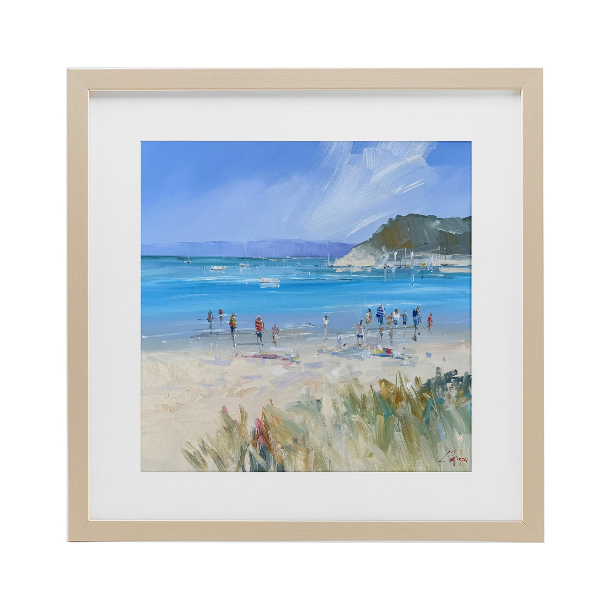Stupell Industries Summer Sorrento Beachgoers Birch Framed Print Under Glass, design by Craig Trewin Penny