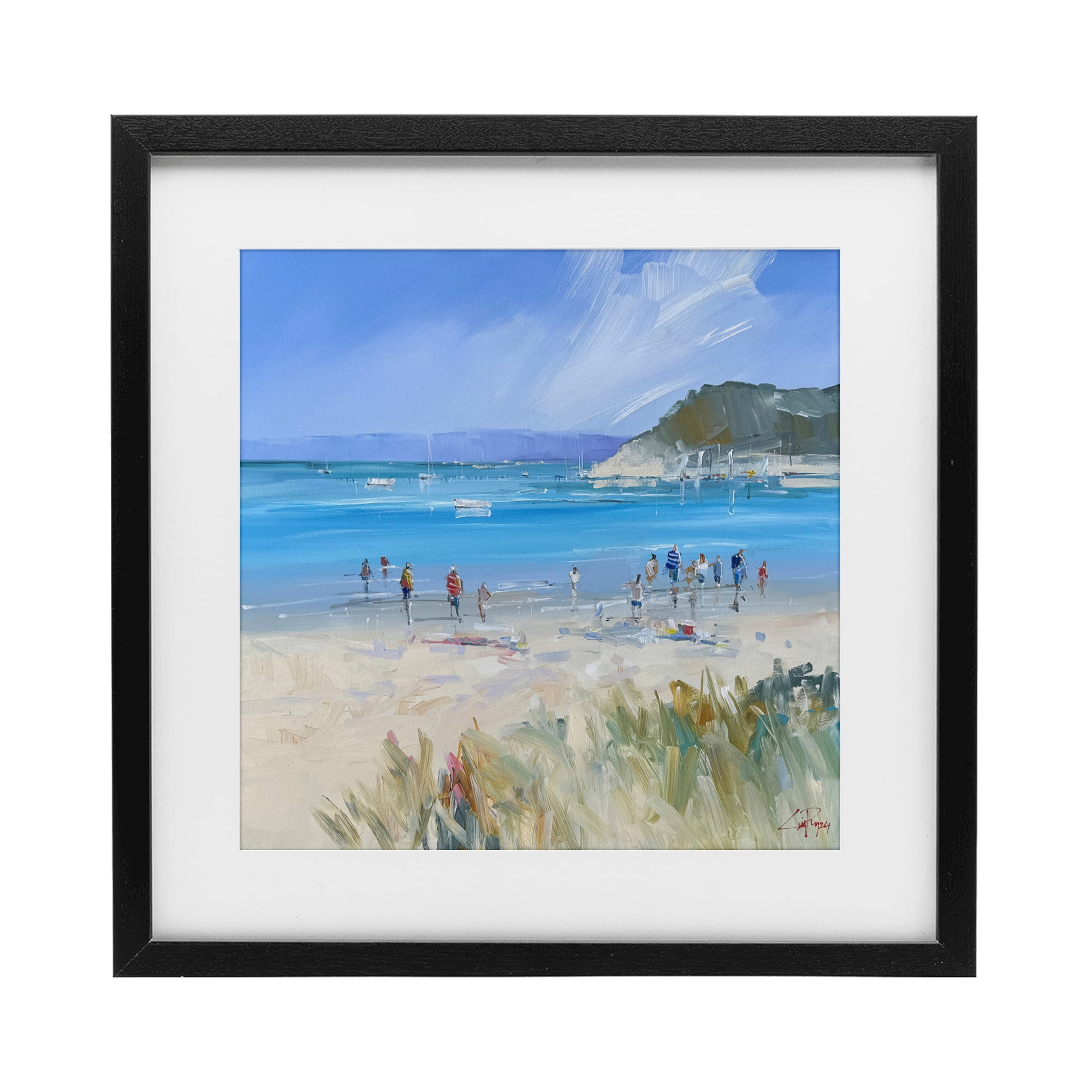 Stupell Industries Summer Sorrento Beachgoers Black Framed Print Under Glass, design by Craig Trewin Penny