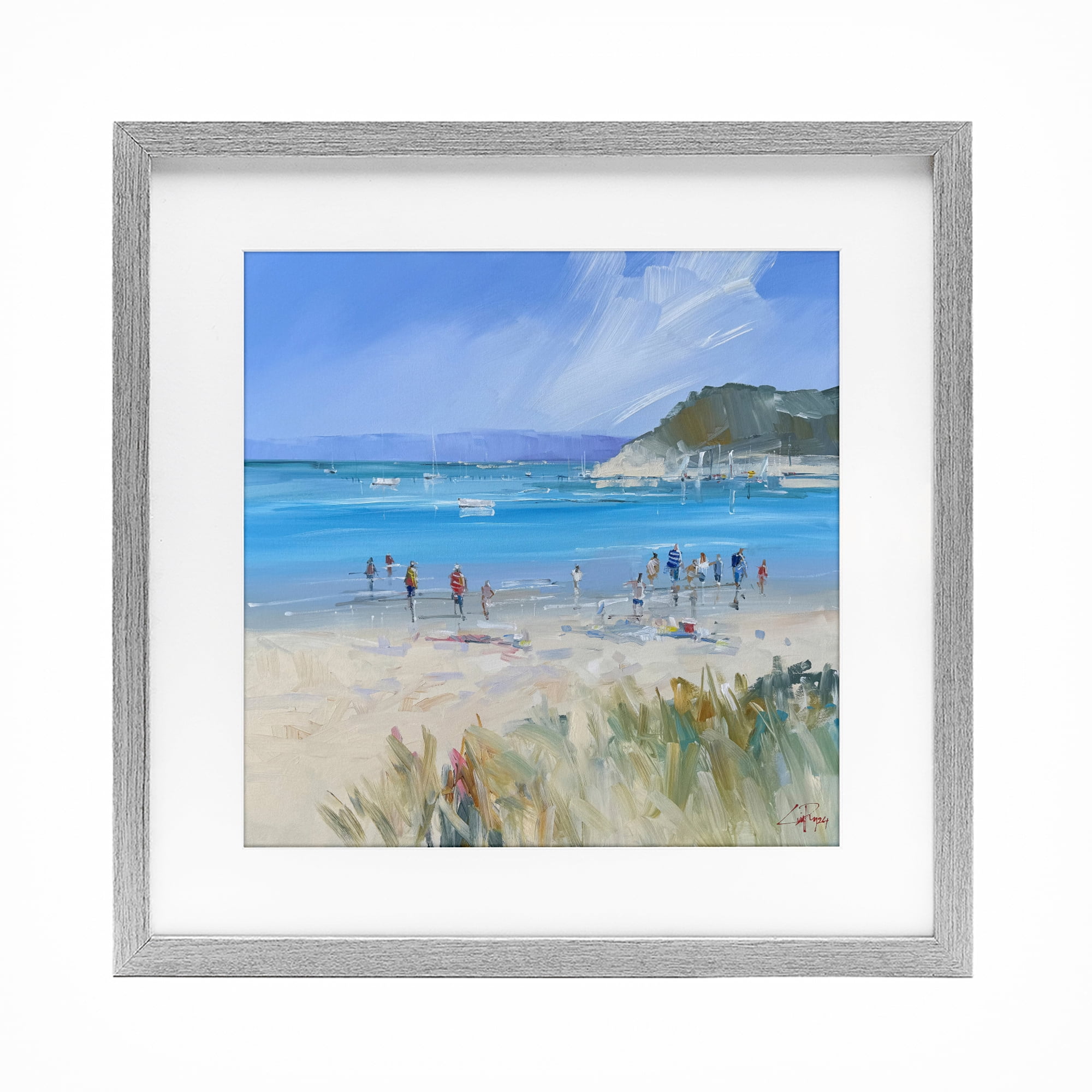 Stupell Industries Summer Sorrento Beachgoers Gray Framed Print Under Glass, design by Craig Trewin Penny