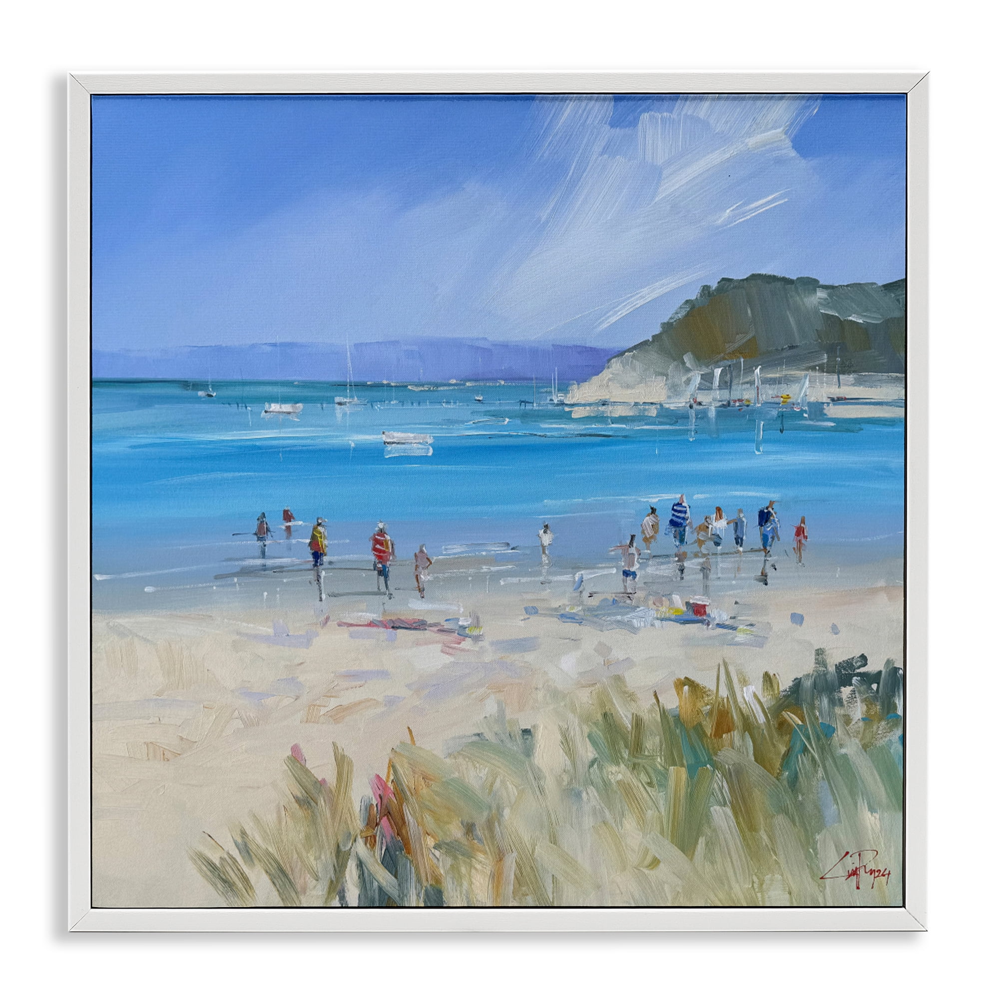 Stupell Industries Summer Sorrento Beachgoers White Framed Giclee Art, design by Craig Trewin Penny