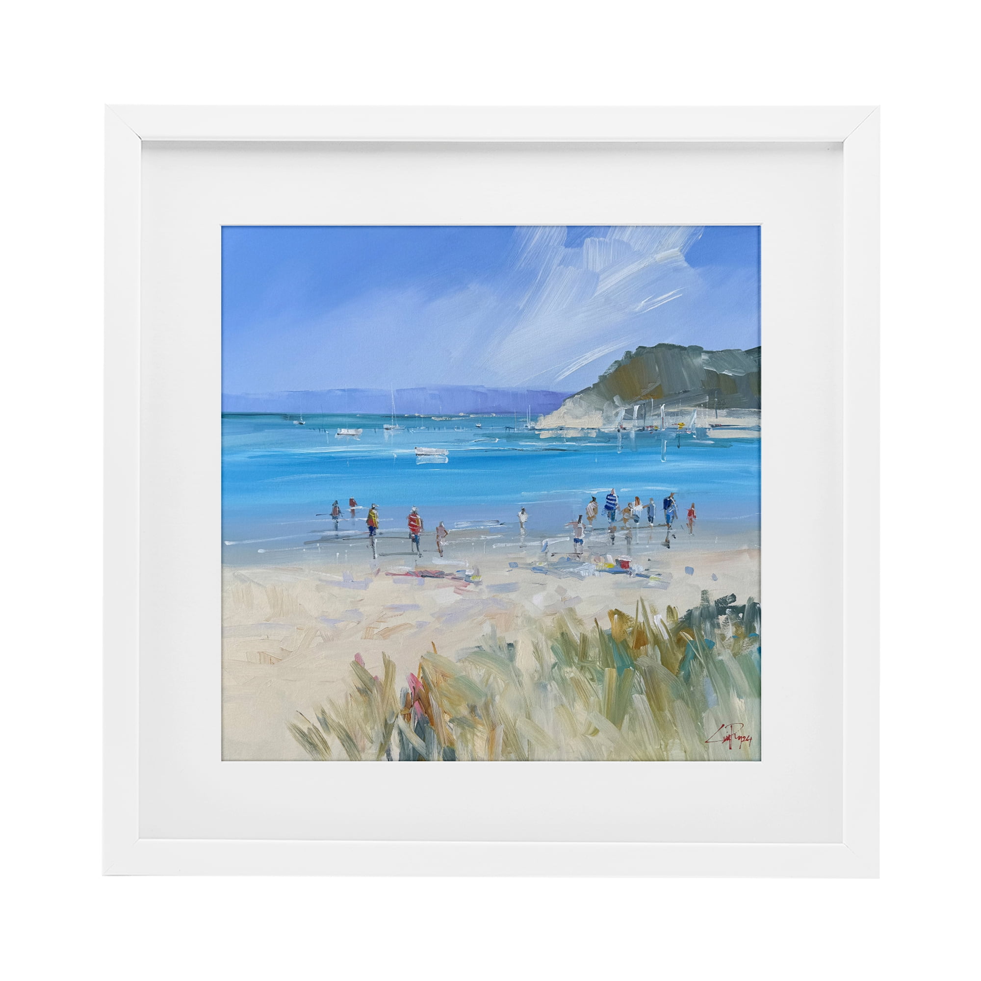 Stupell Industries Summer Sorrento Beachgoers White Framed Print Under Glass, design by Craig Trewin Penny