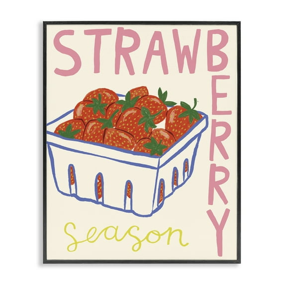 Stupell Industries Summer Strawberry Season Food & Beverage Painting Black Framed Art Print Wall Art, 24 x 30