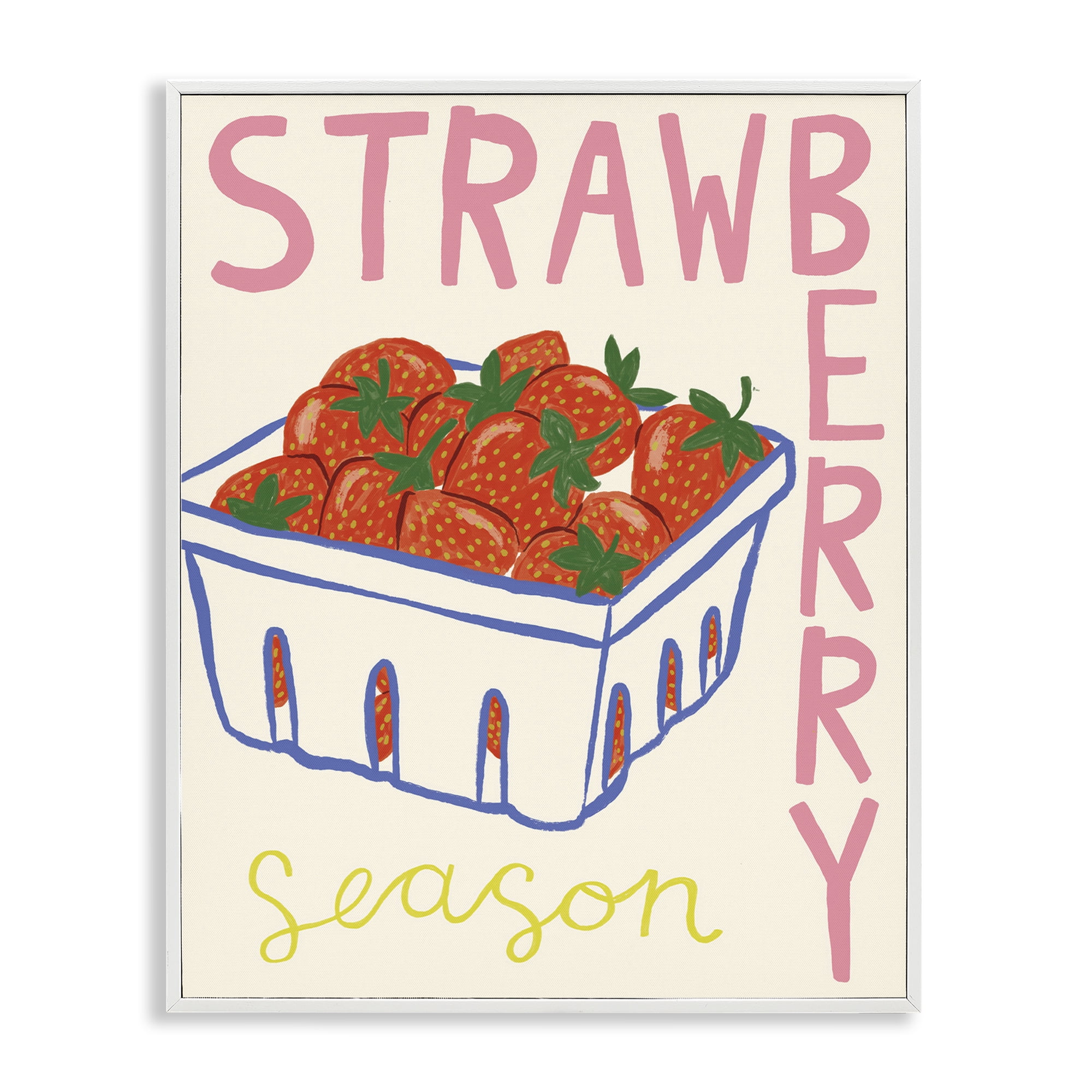 Stupell Industries Summer Strawberry Season Food & Beverage Painting White Framed Art Print Wall Art, 11 x 14