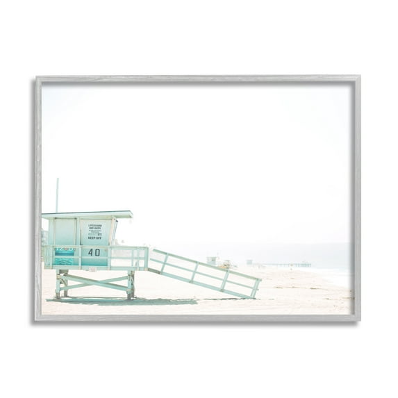 Stupell Industries Summer Sun Beach Coast Blue Lifeguard Shack Photography, 14 x 11, Design by Leah Straatsma