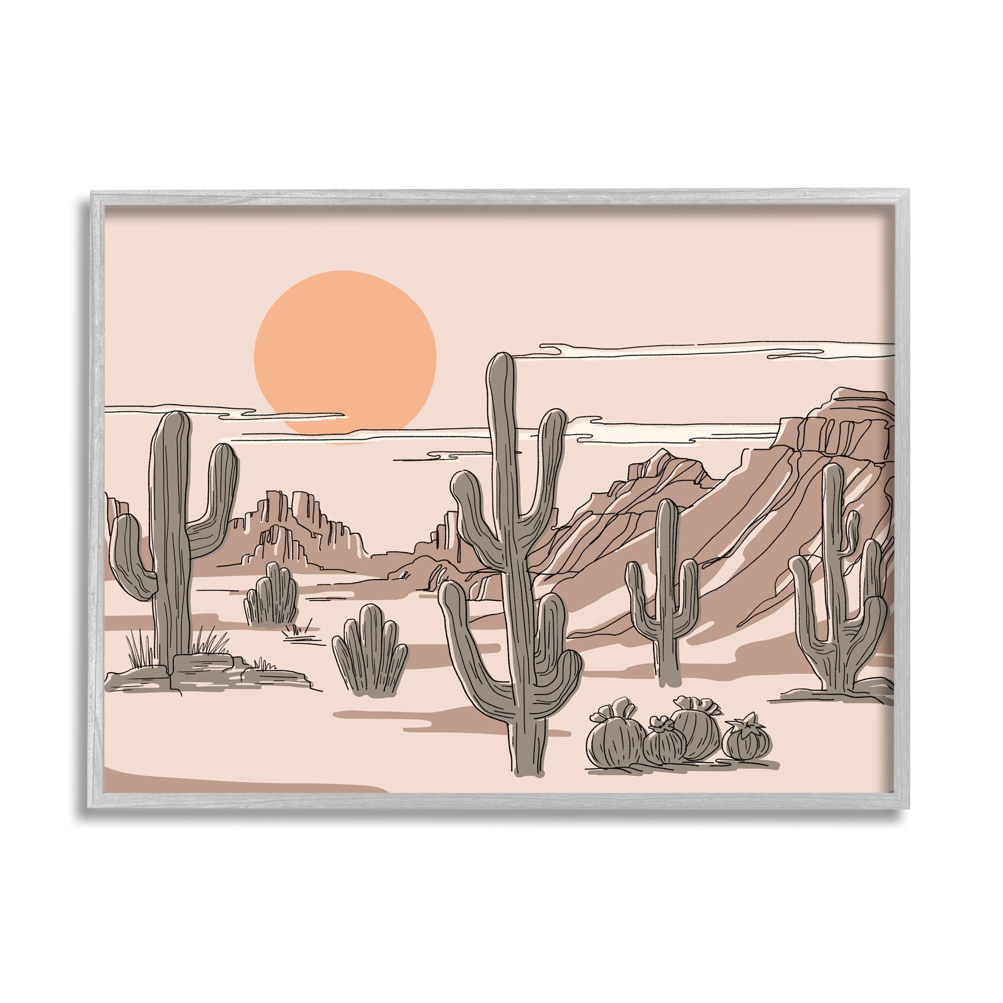 Stupell Industries Summer Sun Desert Canyon Saguaro Cactus Plants, 14 x 11, Design by Ziwei Li