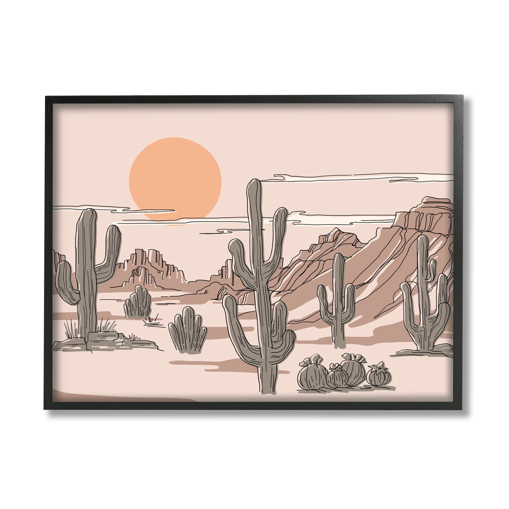 Stupell Industries Summer Sun Desert Canyon Saguaro Cactus Plants, 14 x 11, Design by Ziwei Li