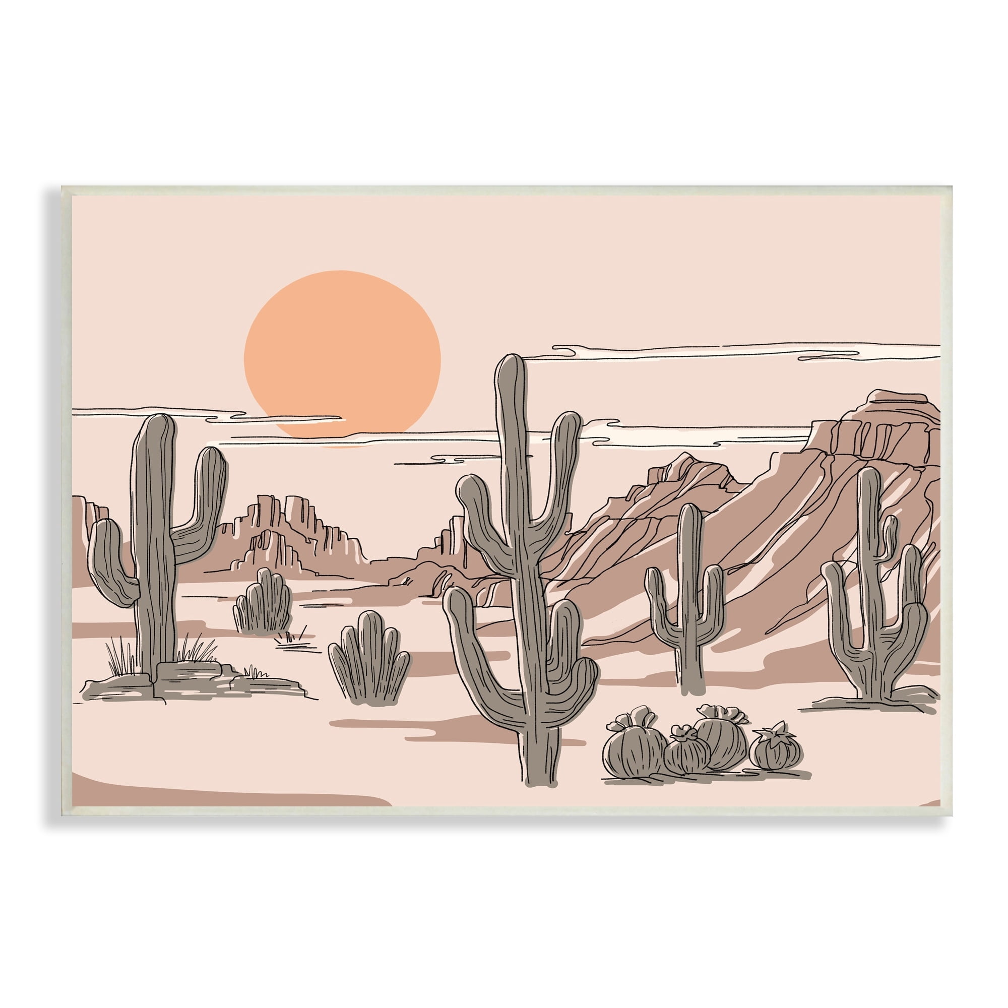 Stupell Industries Summer Sun Desert Canyon Saguaro Cactus Plants, 19 x 13, Design by Ziwei Li