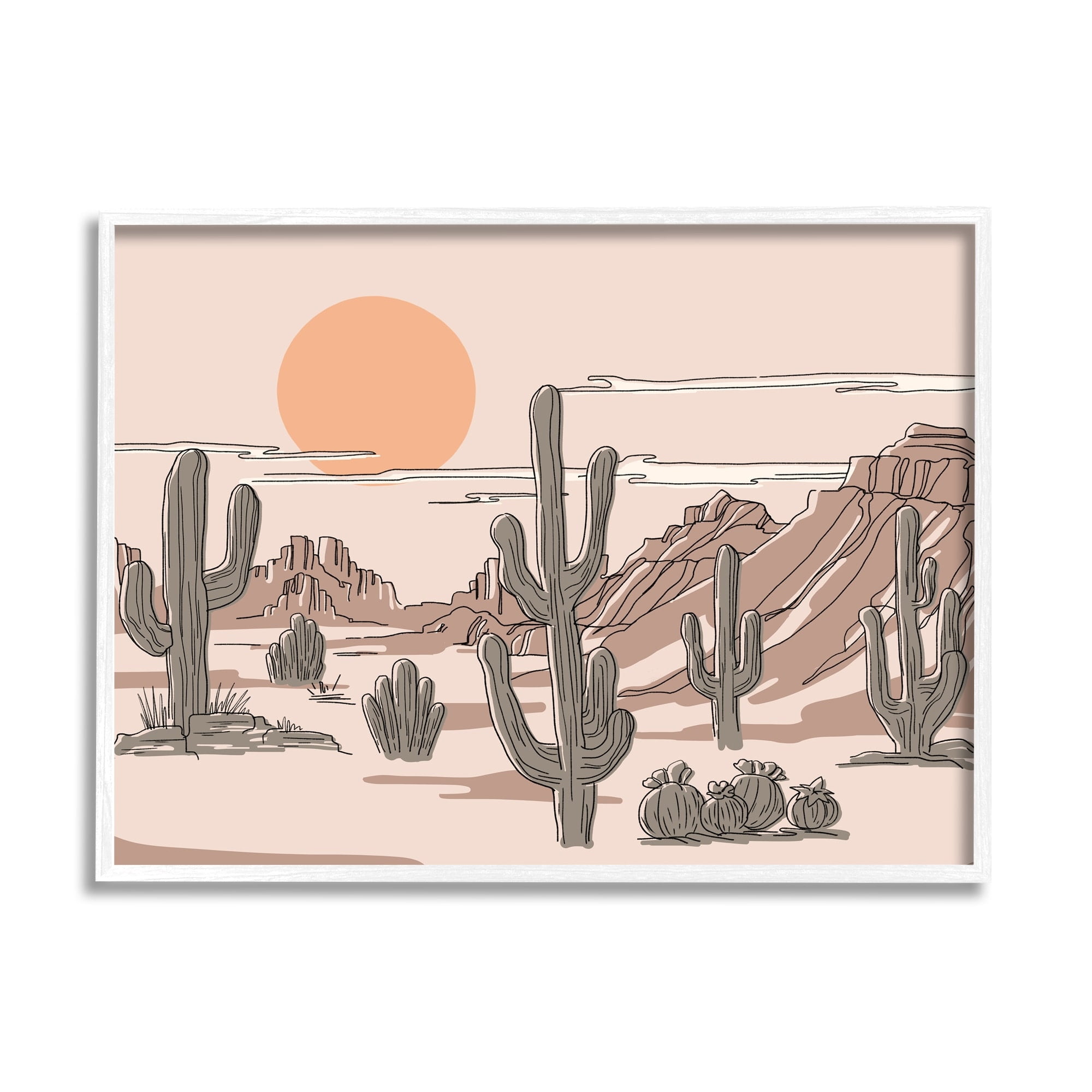 Stupell Industries Summer Sun Desert Canyon Saguaro Cactus Plants, 20 x 16, Design by Ziwei Li