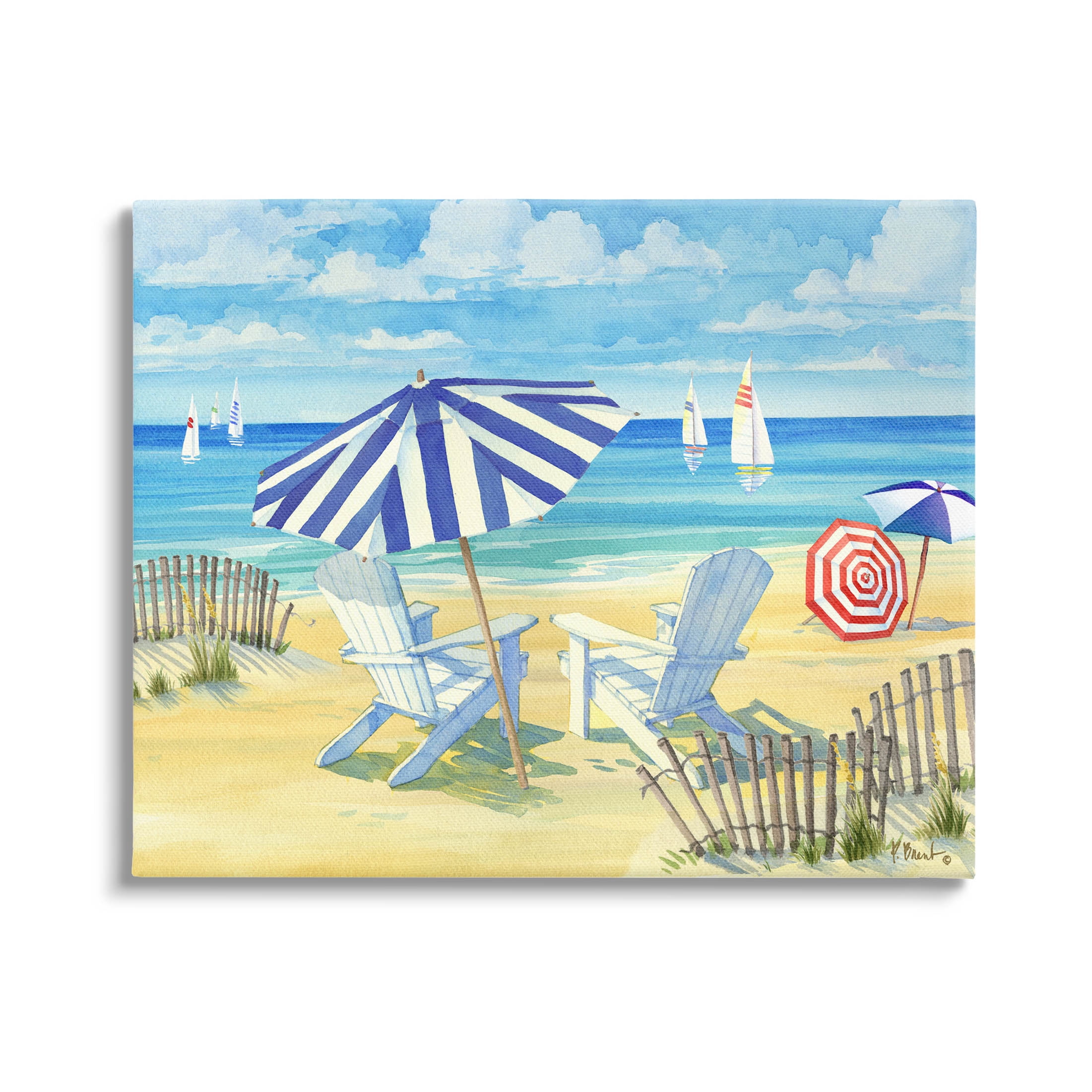 Stupell Industries Summer Sun Sailboat Chairs Painting Gallery Wrapped Canvas Print Wall Art, Design by Paul Brent