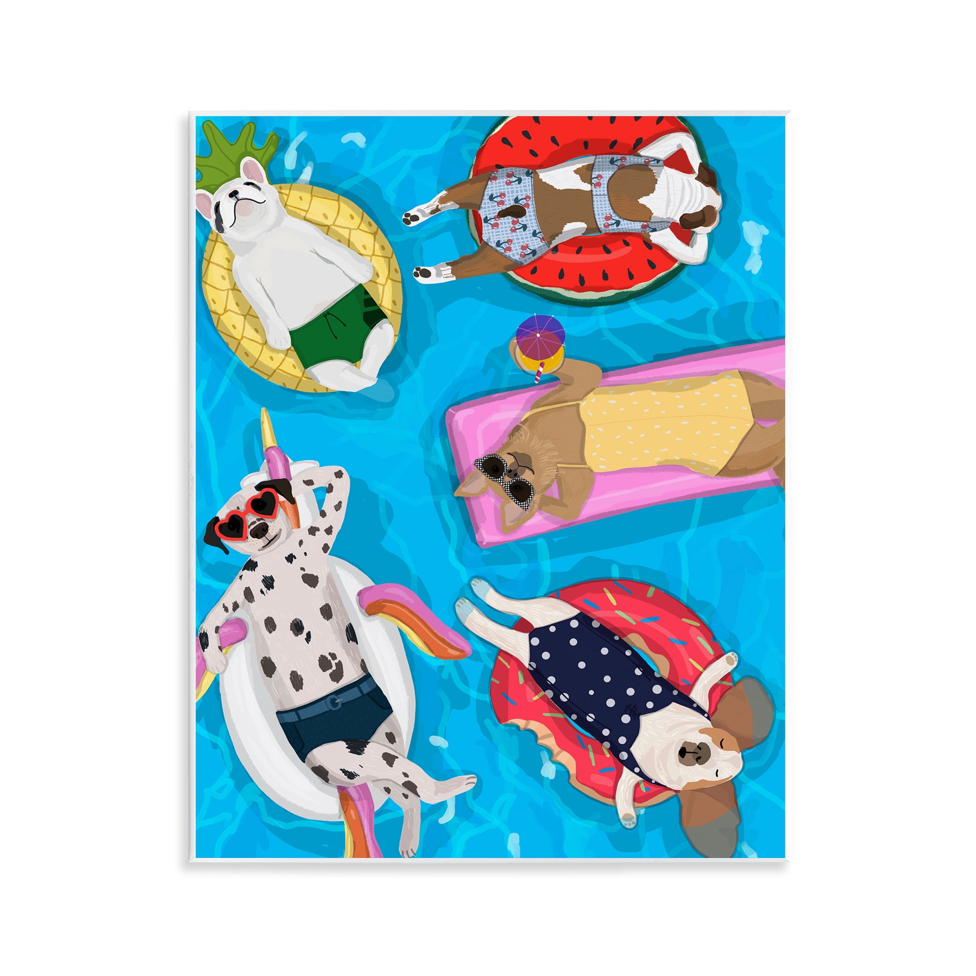 Stupell Industries Summer Sunbathing Dogs Wall Plaque Art, design by Hanna Melin