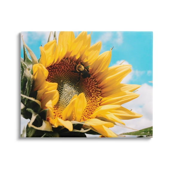 Stupell Industries Summer Sunflower Blossom Pollinating Honey Bee Photography Photograph Gallery Wrapped Canvas Print Wall Art, Design by Hey Bre! Creative Studio