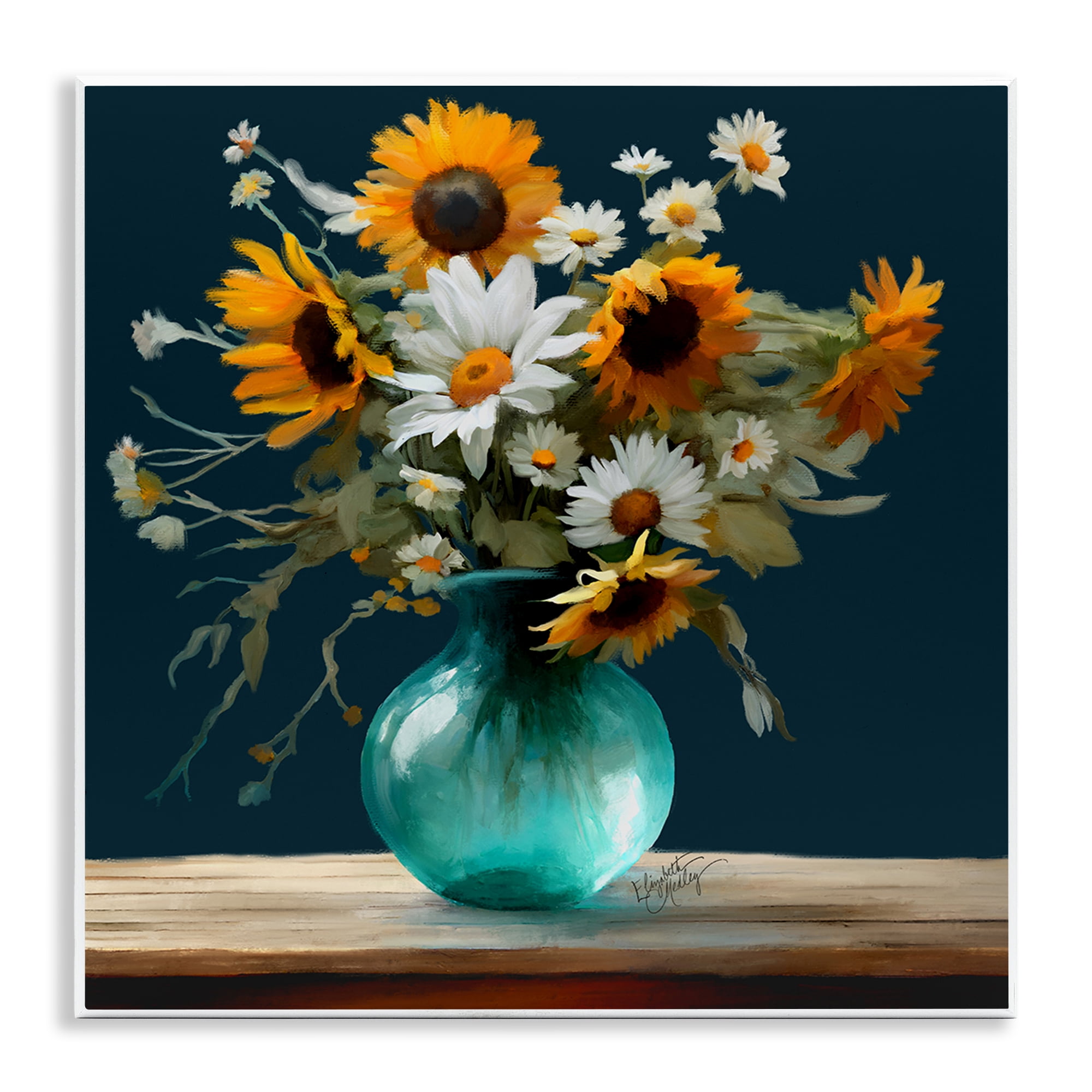 Stupell Industries Summer Sunflower Bouquet Botanical & Floral Painting Unframed Art Print Wall Art, 12 x 12
