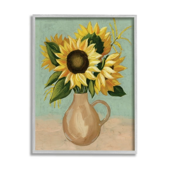 Stupell Industries Summer Sunflower Bouquet in Brown Country Pitcher,11 x 14,Designed by Grace Popp