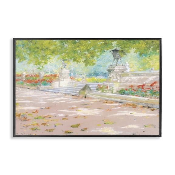 Stupell Industries Summer Sunlight in Park Landscape & Nature Painting Black Framed Art Print Wall Art, 18 x 12