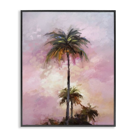 Stupell Industries Coastal Summer Sunset Palms Black Framed Giclee Art, 16 x 20, by Ziwei Li
