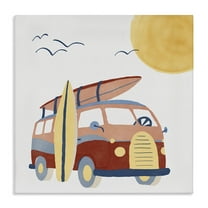 Stupell Industries Summer Surf Bus Transportation Painting Gallery Wrapped Canvas Art Print Wall Art, 17 x 17