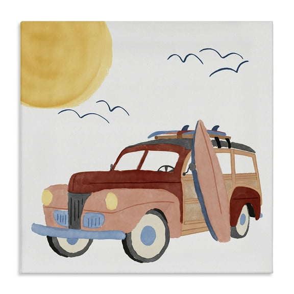 Stupell Industries Summer Surf Wagon Transportation Painting Gallery Wrapped Canvas Art Print Wall Art, 17 x 17