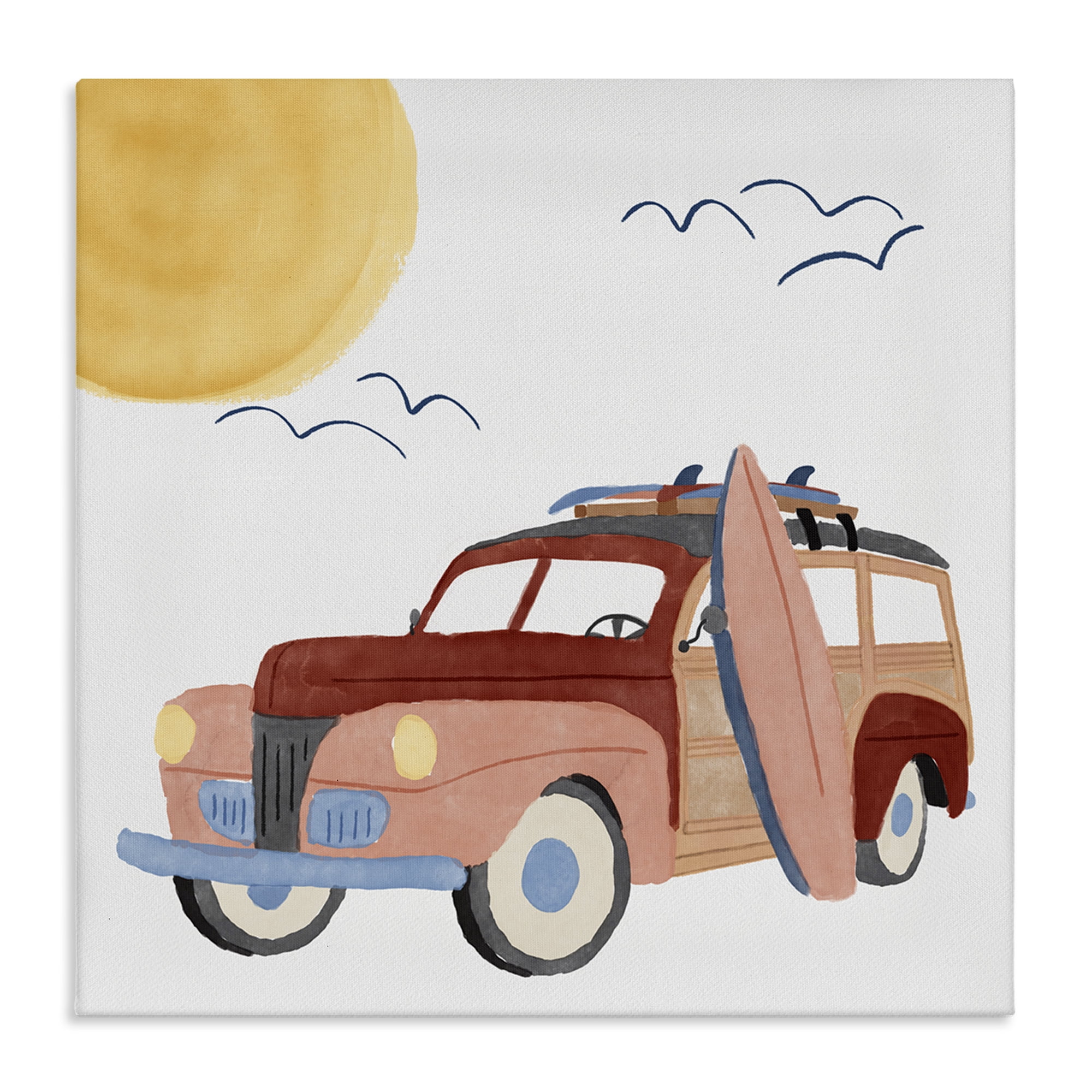 Stupell Industries Summer Surf Wagon Transportation Painting Gallery Wrapped Canvas Art Print Wall Art, 36 x 36