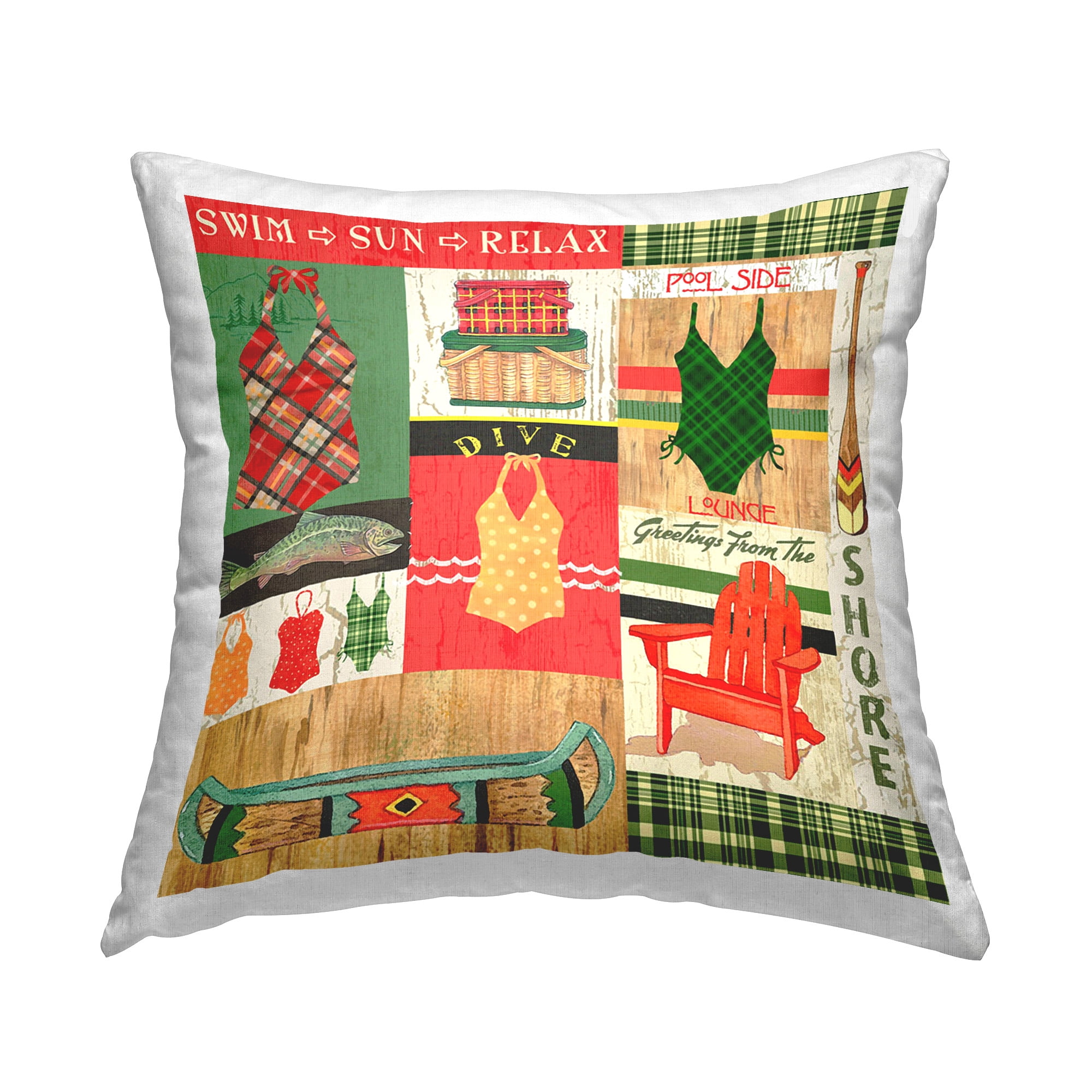 Stupell Industries Summer Swimsuit Collage Decorative Printed Throw Pillow Design by Andrea Tachiera