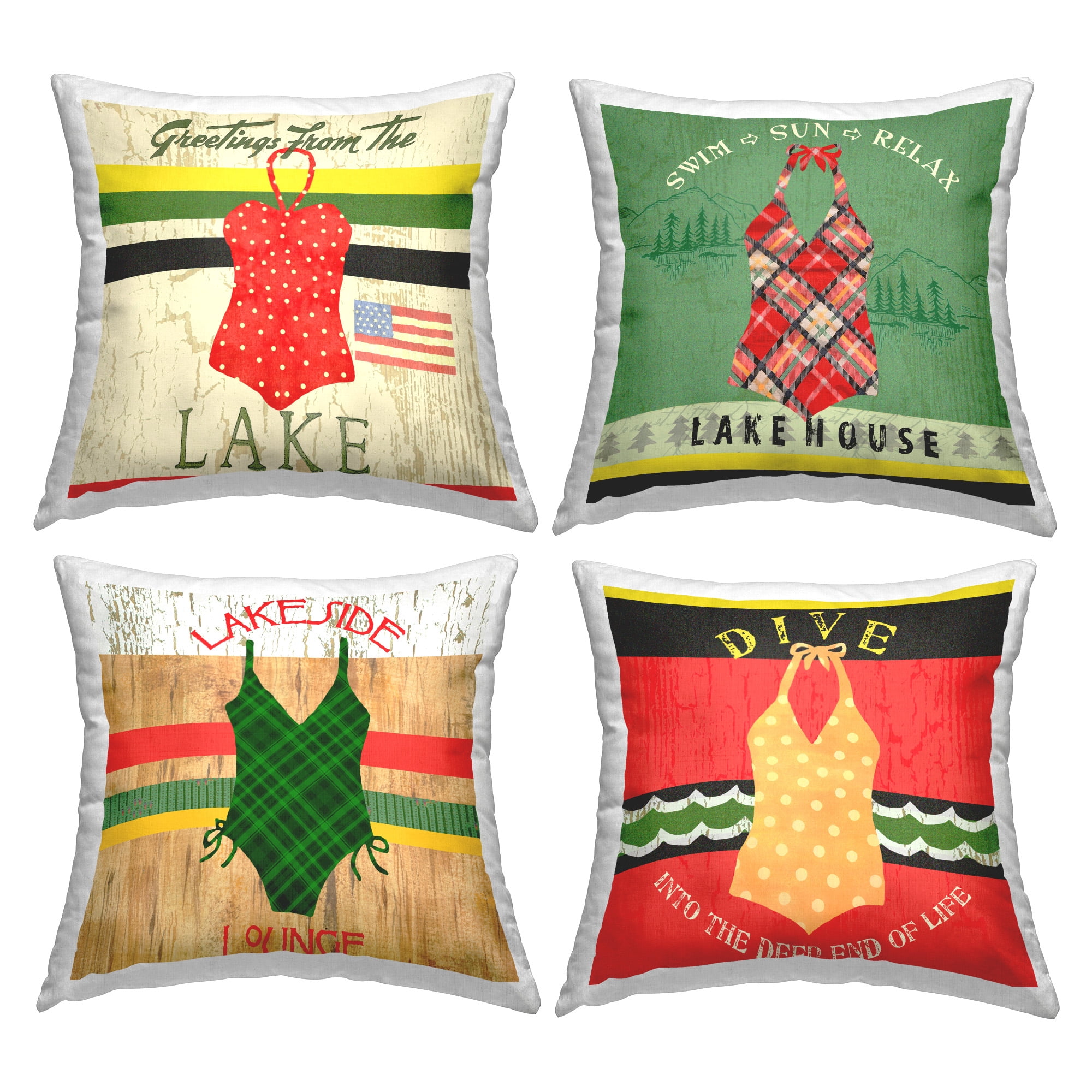 Stupell Industries Summer Swimsuit Phrases Decorative Printed Throw Pillow Design by Andrea Tachiera (Set of 4)