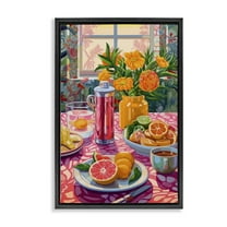 Stupell Industries Summer Table Spread Food & Beverage Painting Black Floater Framed Canvas Art Print Wall Art, 17 x 25