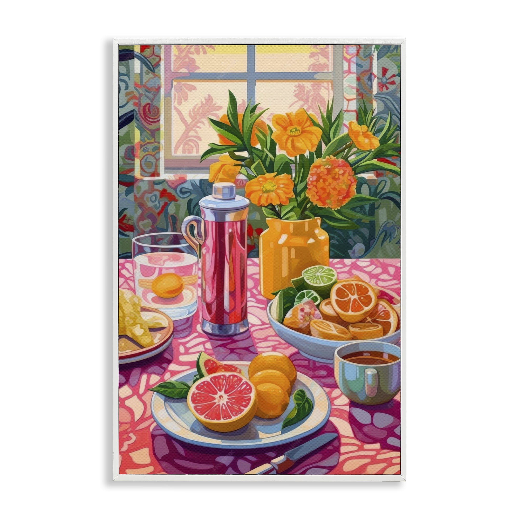 Stupell Industries Summer Table Spread Food & Beverage Painting White Framed Art Print Wall Art, 12 x 18